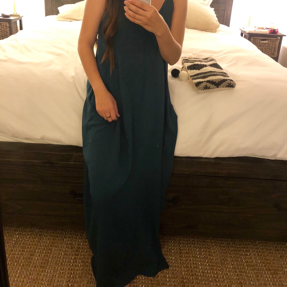 Love stitch long blue dress with pockets! S/M